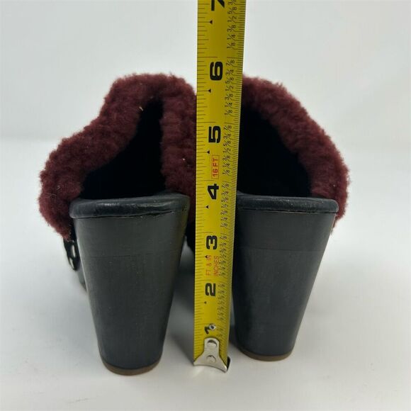 UGG Adele Women's Studded Suede Clog Heels Black with Red Fur Size 5 EU 36 - Picture 8 of 13